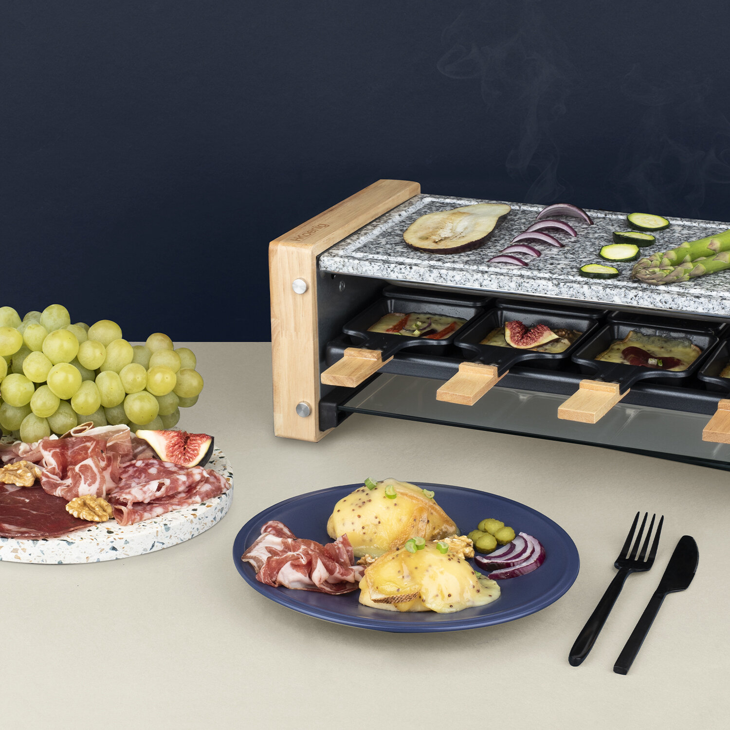 HOFMEISTER® Raclette en bois - Set de 8 - Accessoires naturels
