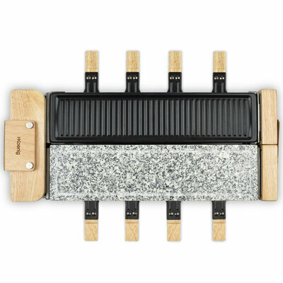 Raclette, pierre à cuire et grill 8 personnes design bois