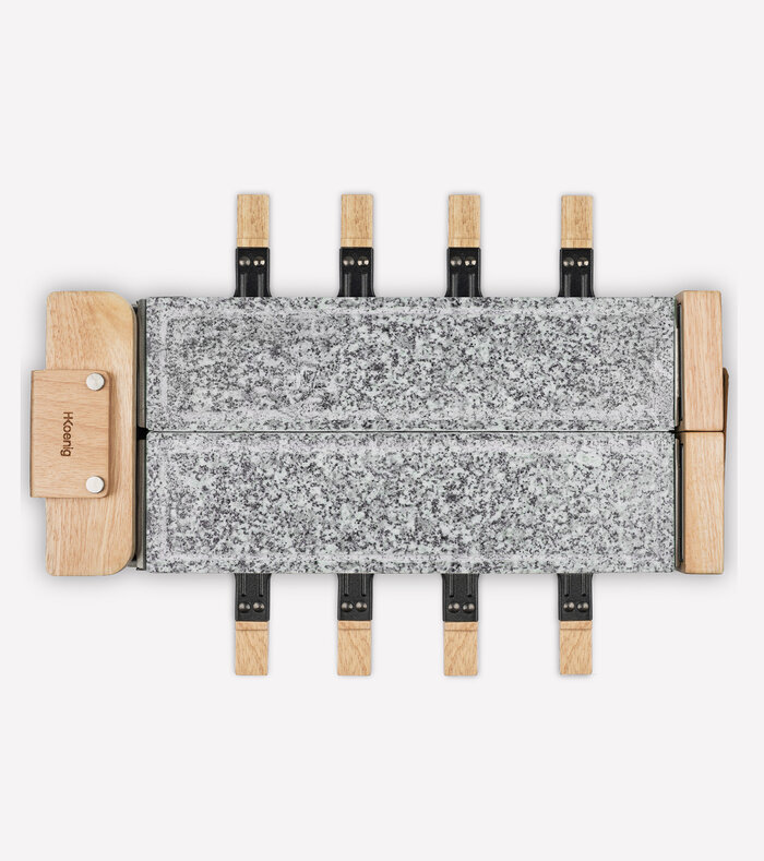 Raclette, pierre à cuire 8 personnes design bois